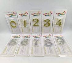 001396 Lumanare argintie cifra 9