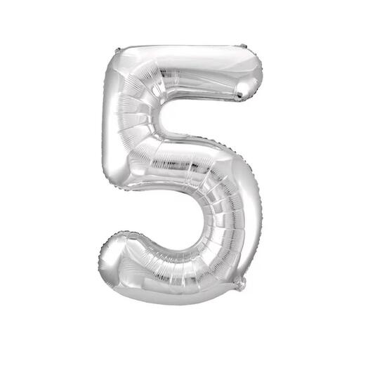 006846 Balon argintiu 102cm cifra 5