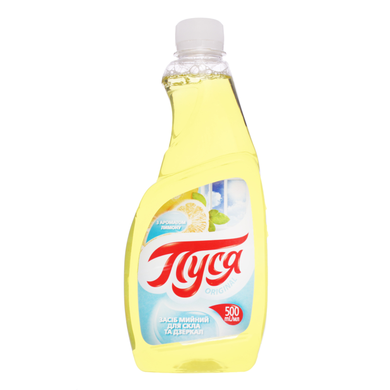 010591 Detergent pentru geamuri și oglinzi"Pusea" 500 ml - Lămâie  (rezervă)