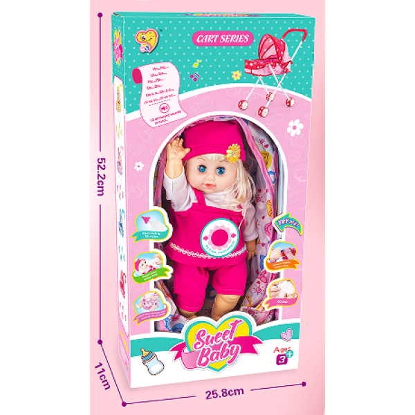 011735 Set papusa vinil cu carucior